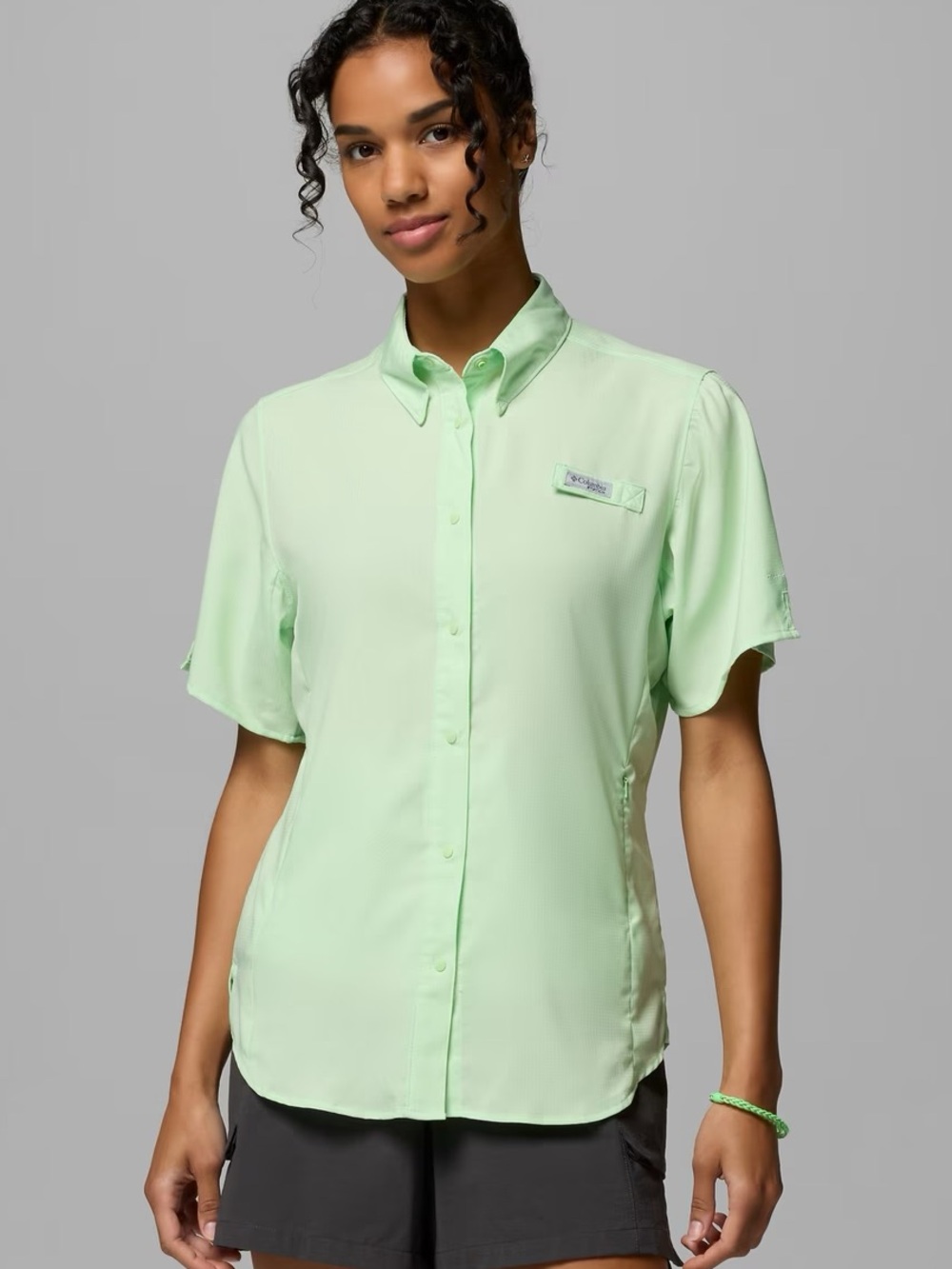 Columbia PFG Women's Tamiami II Short Sleeve Shirt in Key West (Lime) Sz M